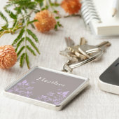 Lila vlinderbloemigen Premium-Sleutelhanger Sleutelhanger (Zijkant)