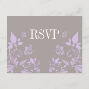 Lila vlinderbloemigen RSVP-Briefkaart Uitnodiging Briefkaart