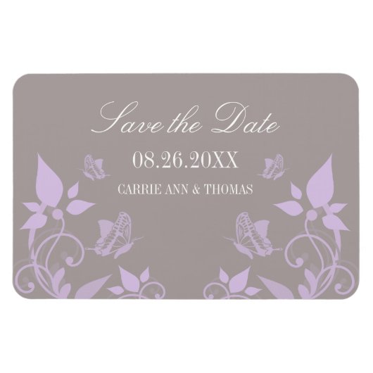 Lila vlinderbloemigen sparen de Datum Magnet Magneet (Horizontaal)