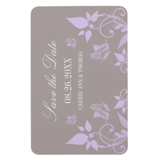 Lila vlinderbloemigen sparen de Datum Magnet Magneet (Verticaal)