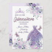 Lila vlinderbloemigen tiara Quinceañera Kaart (Voorkant / Achterkant)