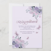 Lila vlinderbloemigen tiara Quinceañera Kaart (Achterkant)