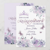 Lila vlinderbloemigen tiara Quinceañera Kaart (Voorkant / Achterkant)