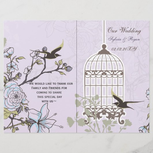 Lila vogeljacht met lavendel vintage (Voorkant)