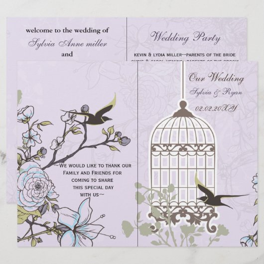 Lila vogeljacht met lavendel vintage (Voorkant / Achterkant)