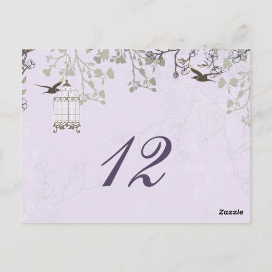 Lila vogeljacht met lavendel vintage briefkaart (Achterkant)