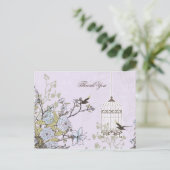 Lila vogeljacht met lavendel vintage briefkaart (Staand voorkant)