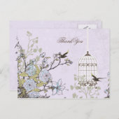 Lila vogeljacht met lavendel vintage briefkaart (Voorkant / Achterkant)