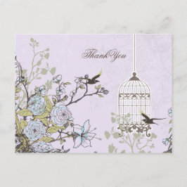 Lila vogeljacht met lavendel vintage briefkaart