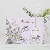 Lila vogeljacht met lavendel vintage kaart (Staand voorkant)