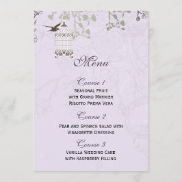 Lila vogeljacht met lavendel vintage menu