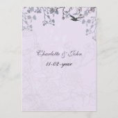 Lila vogeljacht met lavendel vintage menu (Achterkant)