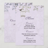 Lila vogeljacht met lavendel vintage menu (Voorkant / Achterkant)