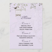 Lila vogeljacht met lavendel vintage menu (Voorkant)