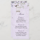 Lila vogeljacht met lavendel vintage menu (Voorkant / Achterkant)