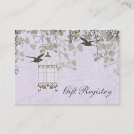 Lila vogeljacht met lavendel vintage visitekaartje