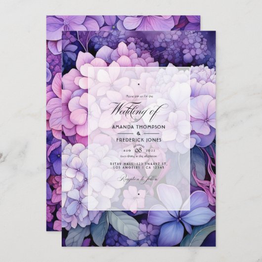 Lila voor Druif Bloemen Zomer Bruiloft Kaart (Voorkant / Achterkant)