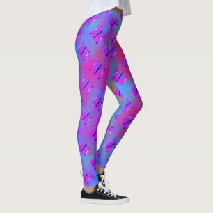 Lila vormen, blauwe cirkels of abstract hexagon leggings