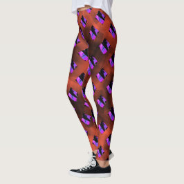 Lila vormen, rode donkere cirkels of abstracte zes leggings