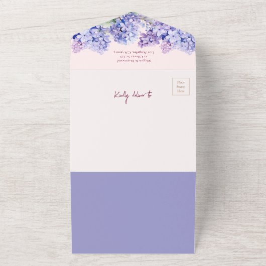 Lila Vrijgezellenfeest Periwinkle Paarse Recept All In One Uitnodiging (Buitenkant)
