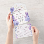 Lila Vrijgezellenfeest Periwinkle Paarse Recept All In One Uitnodiging (Afscheurbaar)