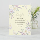 Lila Warme Crème Blad Eucalyptus Bruiloft Kaart (Staand voorkant)