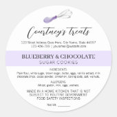 Lila Watercolor Logo Thuisbakkerij Voedselvergunni Ronde Sticker (Voorkant)