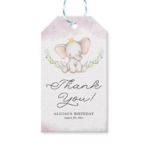 Lila Waterverf Baby Elephant Birthday Hartelijk da