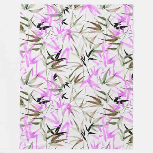 Lila waterverf bladeren fleece deken (Voorkant)