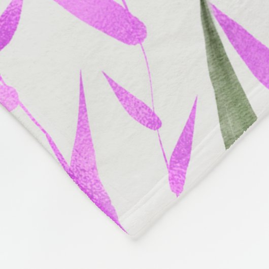 Lila waterverf bladeren fleece deken (Hoek)