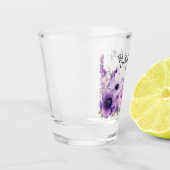 Lila Waterverf Bloemen bruiloft Vrijgezellenfeest Shot Glas (Links)