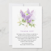Lila Waterverf Bloemenbegrafenis Dank u Bedankkaart (Voorkant)