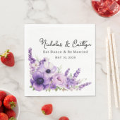 Lila Waterverf Bloemenbruiloft en Vrijgezellenfees Servet (Insitu)