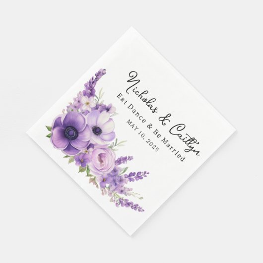 Lila Waterverf Bloemenbruiloft en Vrijgezellenfees Servet (Hoek)