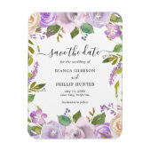 Lila Waterverf Bloemenbruiloft Save the Date Magneet (Verticaal)