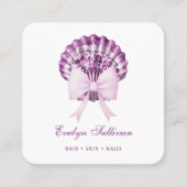 Lila waterverf Bow Seashell logo visitekaartje (Voorkant)