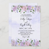 Lila Waterverf bruiloft uitnodiging (Voorkant / Achterkant)