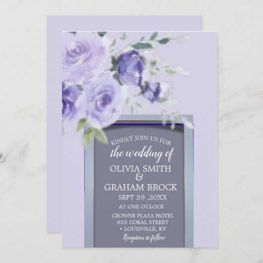 Lila Waterverf bruiloft uitnodiging (Voorkant / Achterkant)