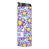 Lila Waterverf Daisy Flower aangepaste naam Zomer Thermosbeker (Geroteerd rechts)