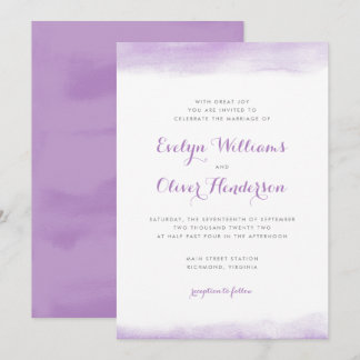 Lila Waterverf Dip Wedding Kaart
