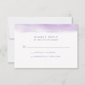 Lila Waterverf Dip Wedding RSVP-kaart Kaart