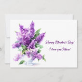 Lila Waterverf Elegant Happy Moederdag Feestdagenkaart (Voorkant)