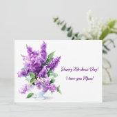 Lila Waterverf Elegant Happy Moederdag Feestdagenkaart (Staand voorkant)