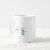 Lila Waterverf eucalyptus krans monogram Koffiemok (Voorkant links)