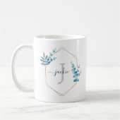 Lila Waterverf eucalyptus krans monogram Koffiemok (Links)