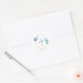 Lila Waterverf Eucalyptus Lijst Monogram Ronde Sticker (Envelop)
