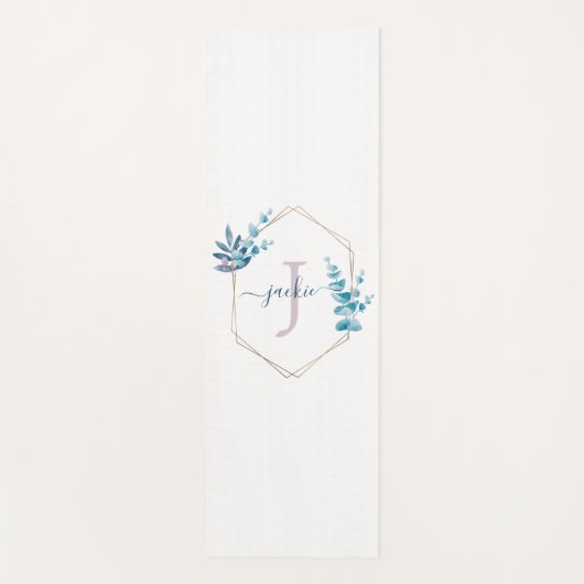 Lila Waterverf Eucalyptus Lijst Monogram Yogamat (Voorkant)