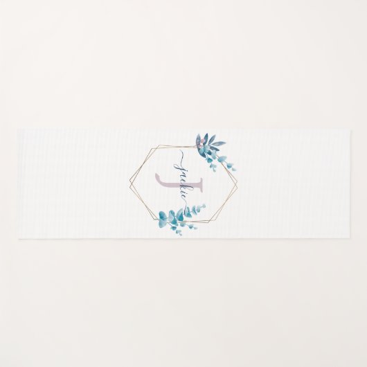 Lila Waterverf Eucalyptus Lijst Monogram Yogamat (Voorkant (horizontaal))