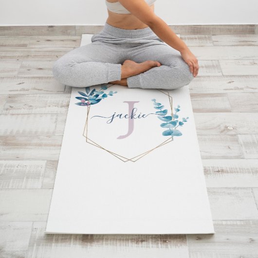 Lila Waterverf Eucalyptus Lijst Monogram Yogamat