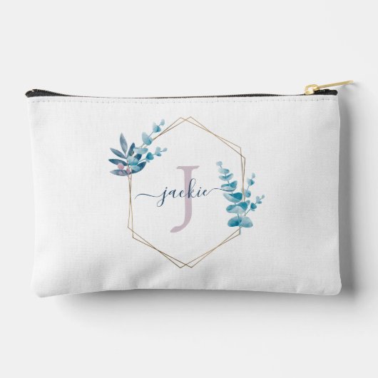 Lila Waterverf Eucalyptus Lijst Monogrammen Etui (Achterkant)